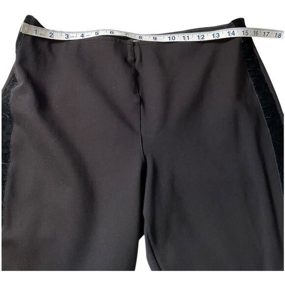 Vera Wang Size Large Skinny Tuxedo Pants Velvet Side Stretch Black Pull On Work - Picture 5 of 8